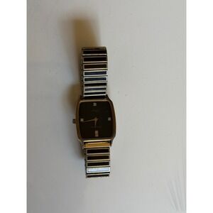 Wittnauer Quartz Watch Mens Black Dial Gold Tone Speidel NOT WORKING  Vintage